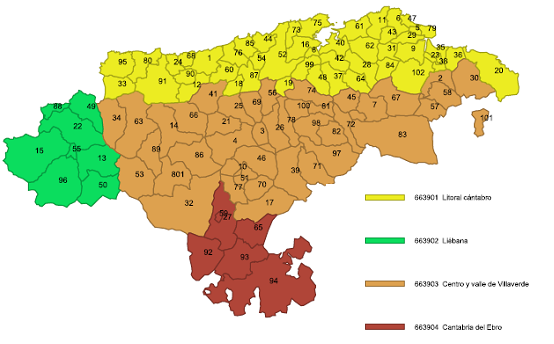 Zonas de predicción meteorológica Cantabria